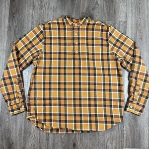 J. Peterman Orange Plaid Long Sleeve Poet Cotton Flannel Grandfather Shirt M